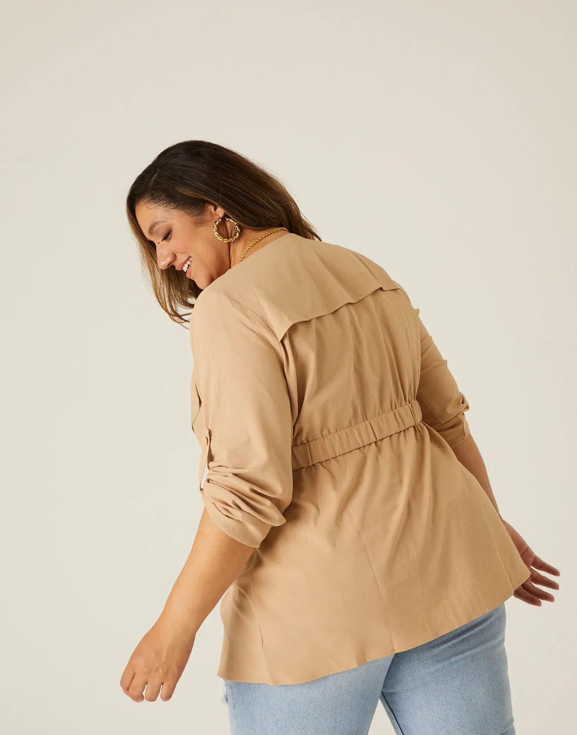 Plus Size Crepe Tied Cardigan