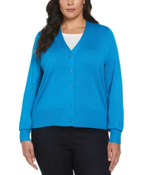 Plus Size Enamel Button Cardigan Sweater