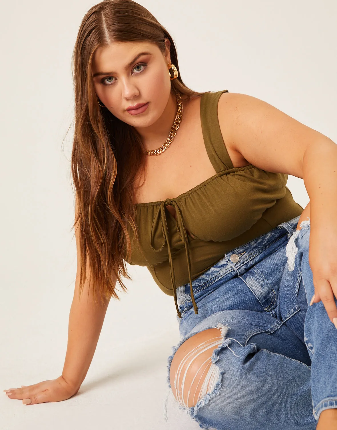 Plus Size Ruched Bust Tank