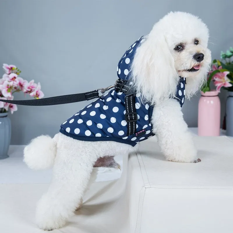 Polka-dot Dog Cotton-padded Jacket Plus Velvet Warm Coat Vest