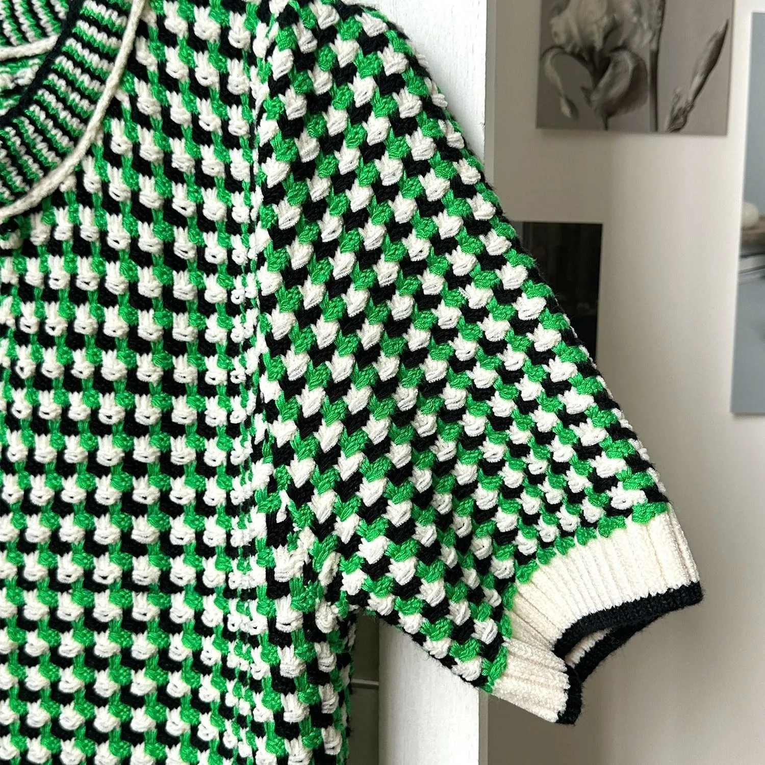 Pre Order:  Retro Green Checkered V-Neck Slim Fit Dress