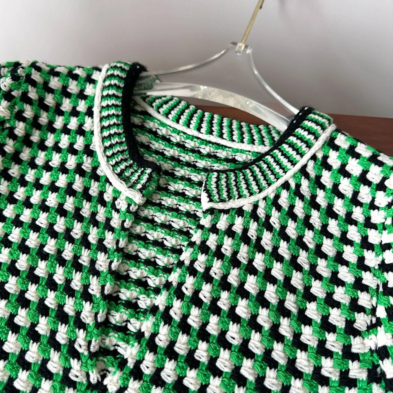 Pre Order:  Retro Green Checkered V-Neck Slim Fit Dress