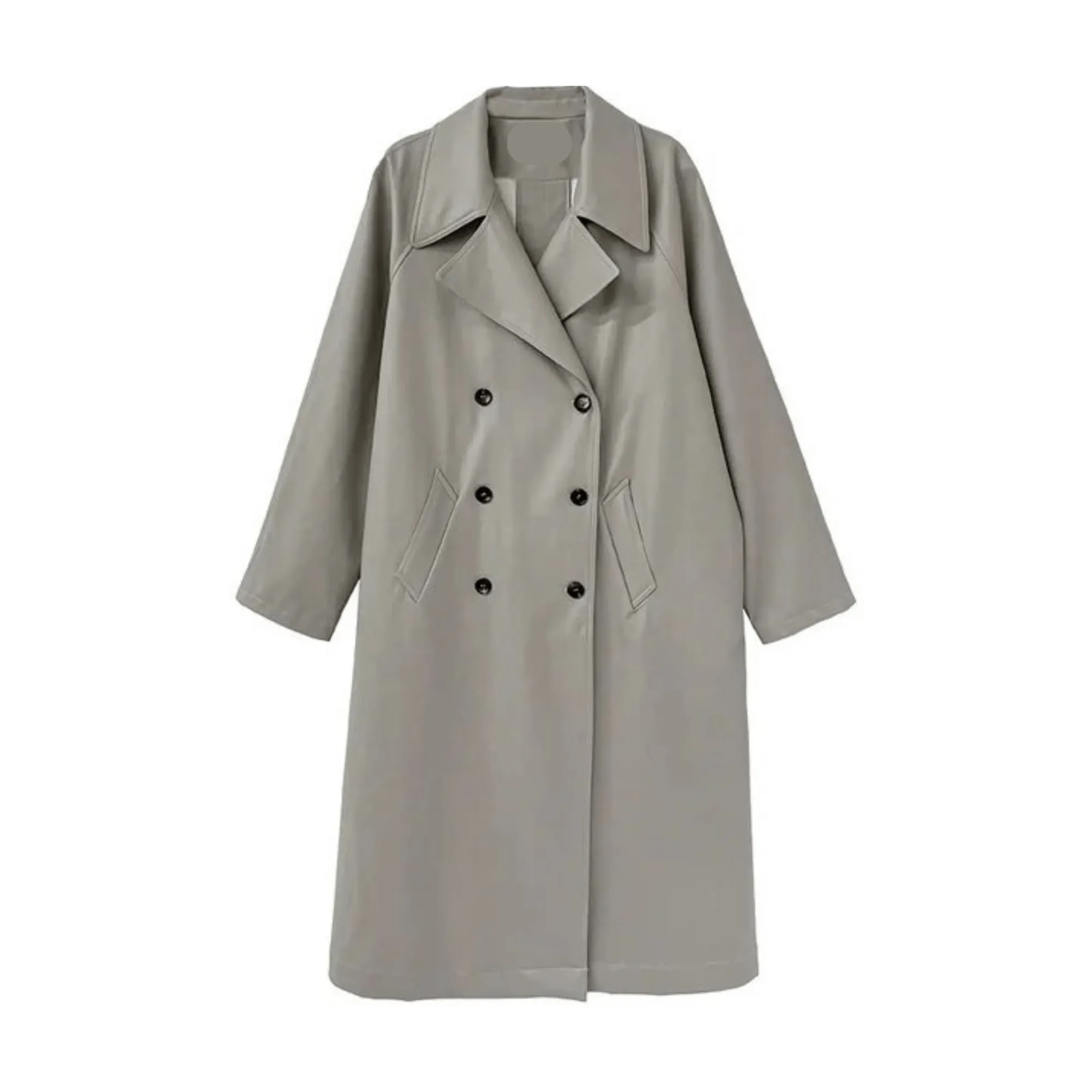 Pre Order:  Vegan Leather Double-Breasted Trench Coat