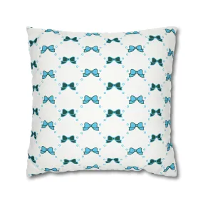 Pretty Little Bow Pillow Cover - Dorm Pillow,Bow Pillow,Bed Party Gift, Acceptance Gift, Camp Gift, Bow Aesthetic, Tulane, Blue & Green bow