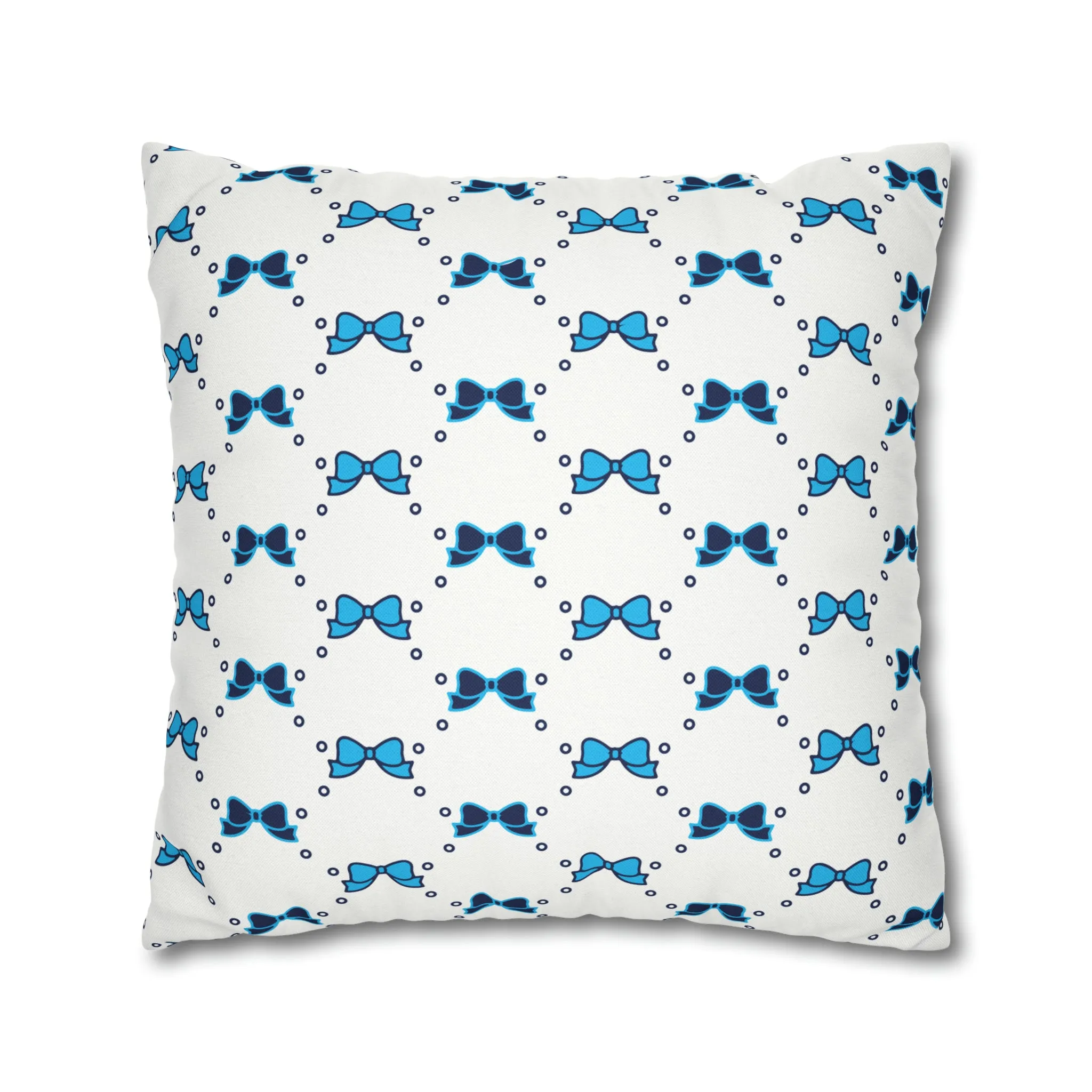 Pretty Little Bow Pillow Cover - Dorm Pillow,Bow Pillow,Bed Party Gift, Acceptance Gift, Camp Gift, Bow Aesthetic, Villanova, PSU, Blue Bow