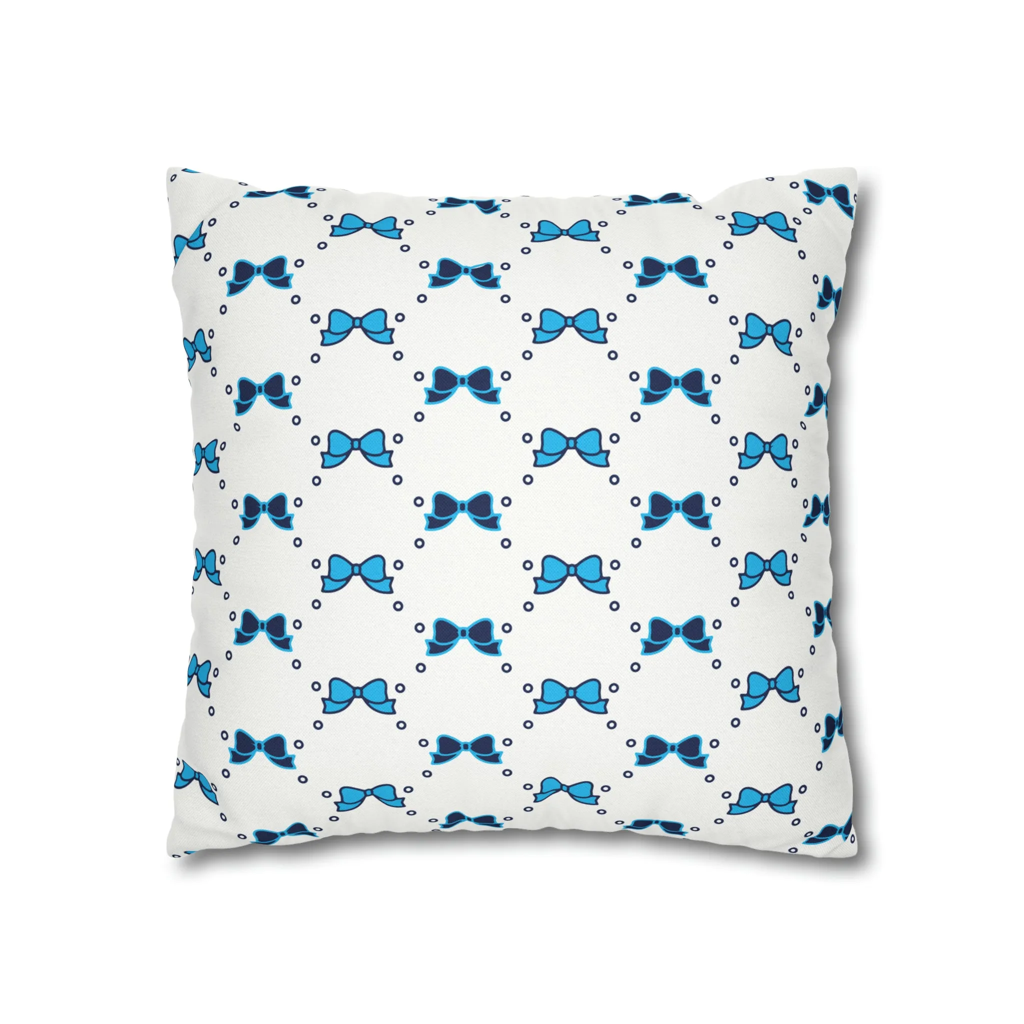 Pretty Little Bow Pillow Cover - Dorm Pillow,Bow Pillow,Bed Party Gift, Acceptance Gift, Camp Gift, Bow Aesthetic, Villanova, PSU, Blue Bow