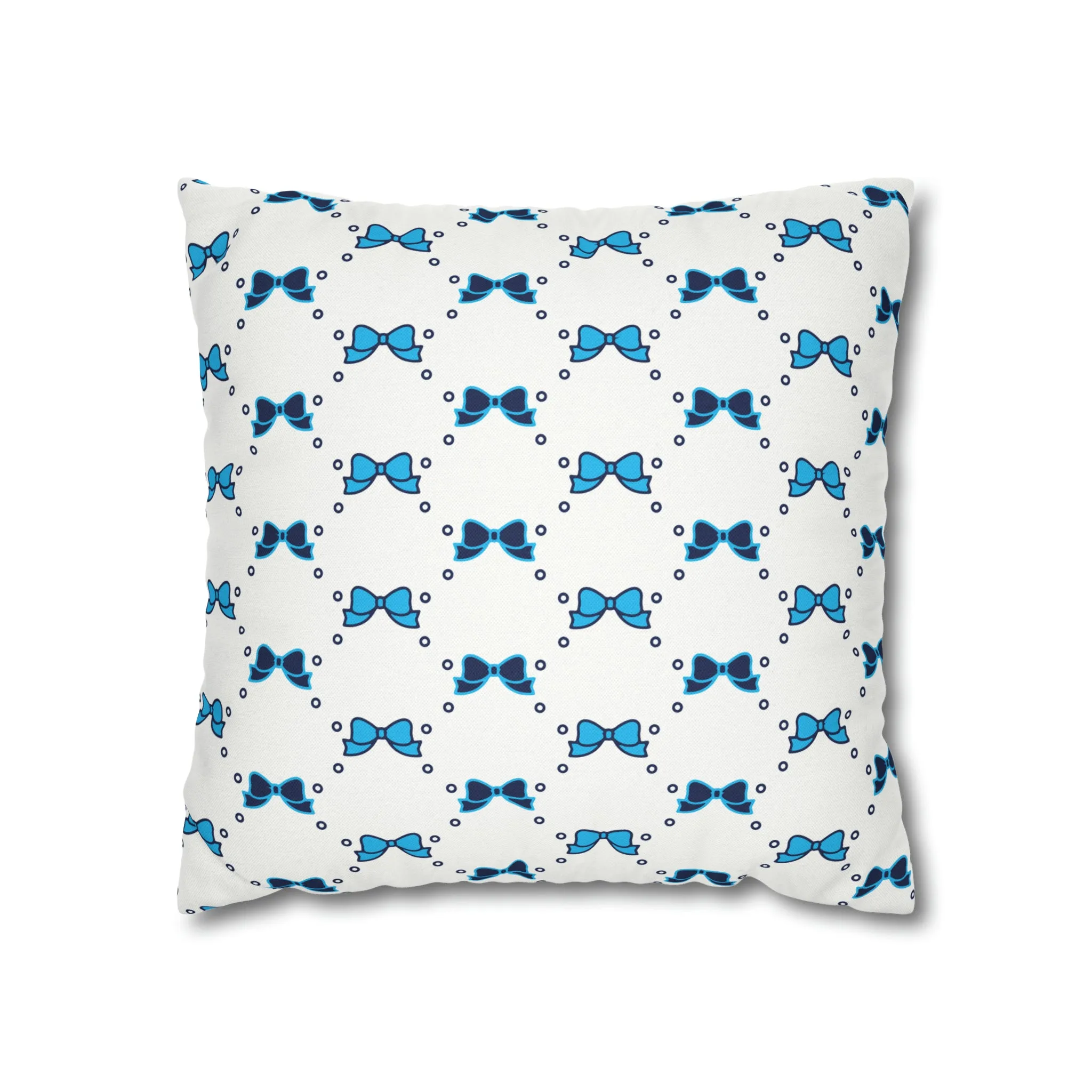 Pretty Little Bow Pillow Cover - Dorm Pillow,Bow Pillow,Bed Party Gift, Acceptance Gift, Camp Gift, Bow Aesthetic, Villanova, PSU, Blue Bow