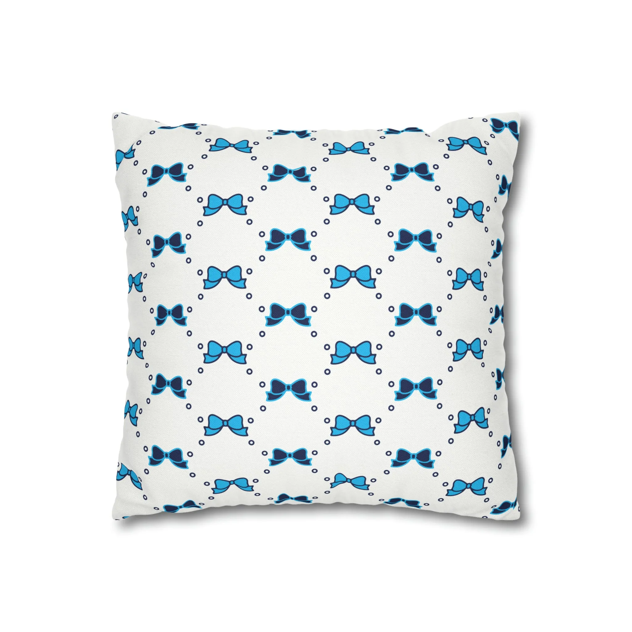 Pretty Little Bow Pillow Cover - Dorm Pillow,Bow Pillow,Bed Party Gift, Acceptance Gift, Camp Gift, Bow Aesthetic, Villanova, PSU, Blue Bow