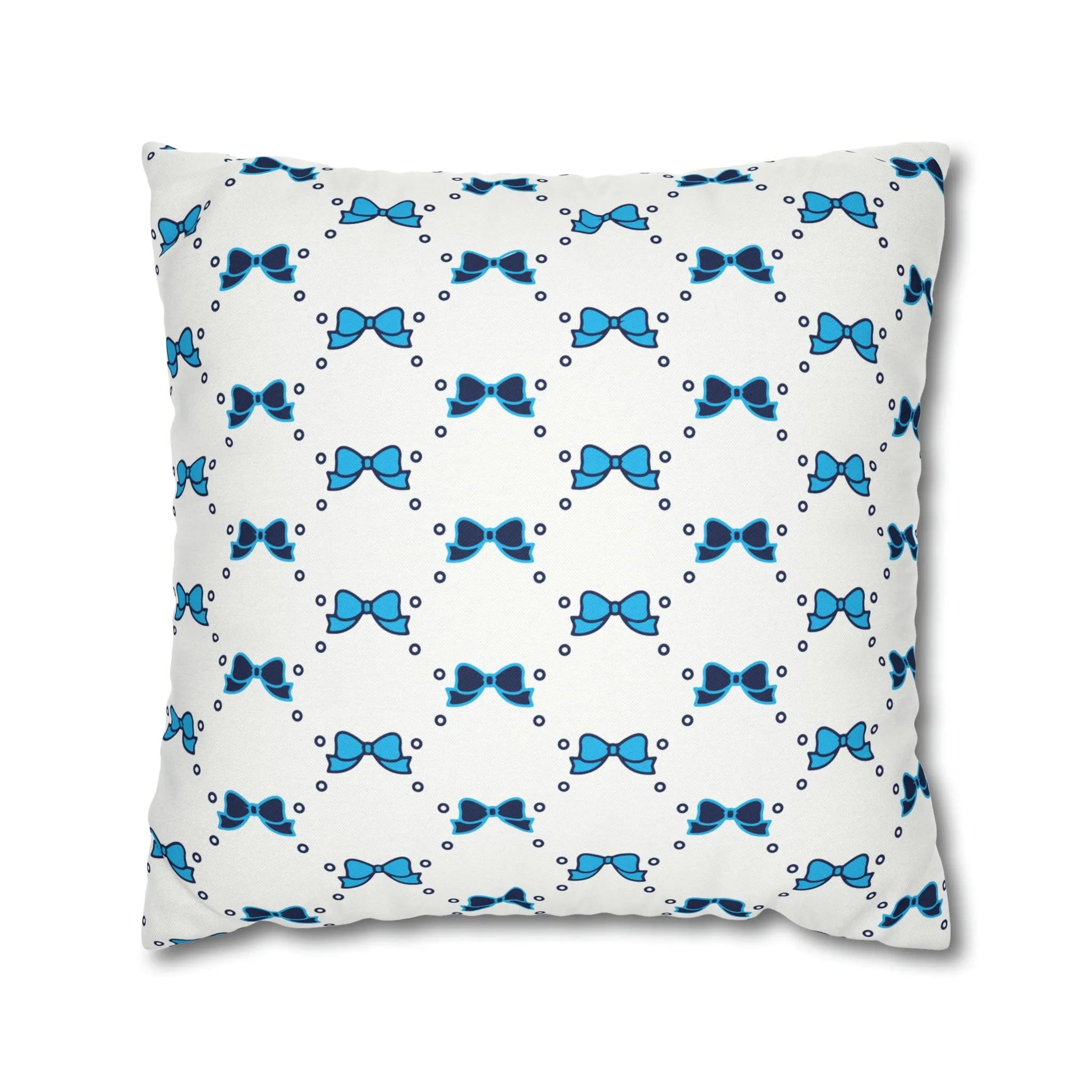 Pretty Little Bow Pillow Cover - Dorm Pillow,Bow Pillow,Bed Party Gift, Acceptance Gift, Camp Gift, Bow Aesthetic, Villanova, PSU, Blue Bow