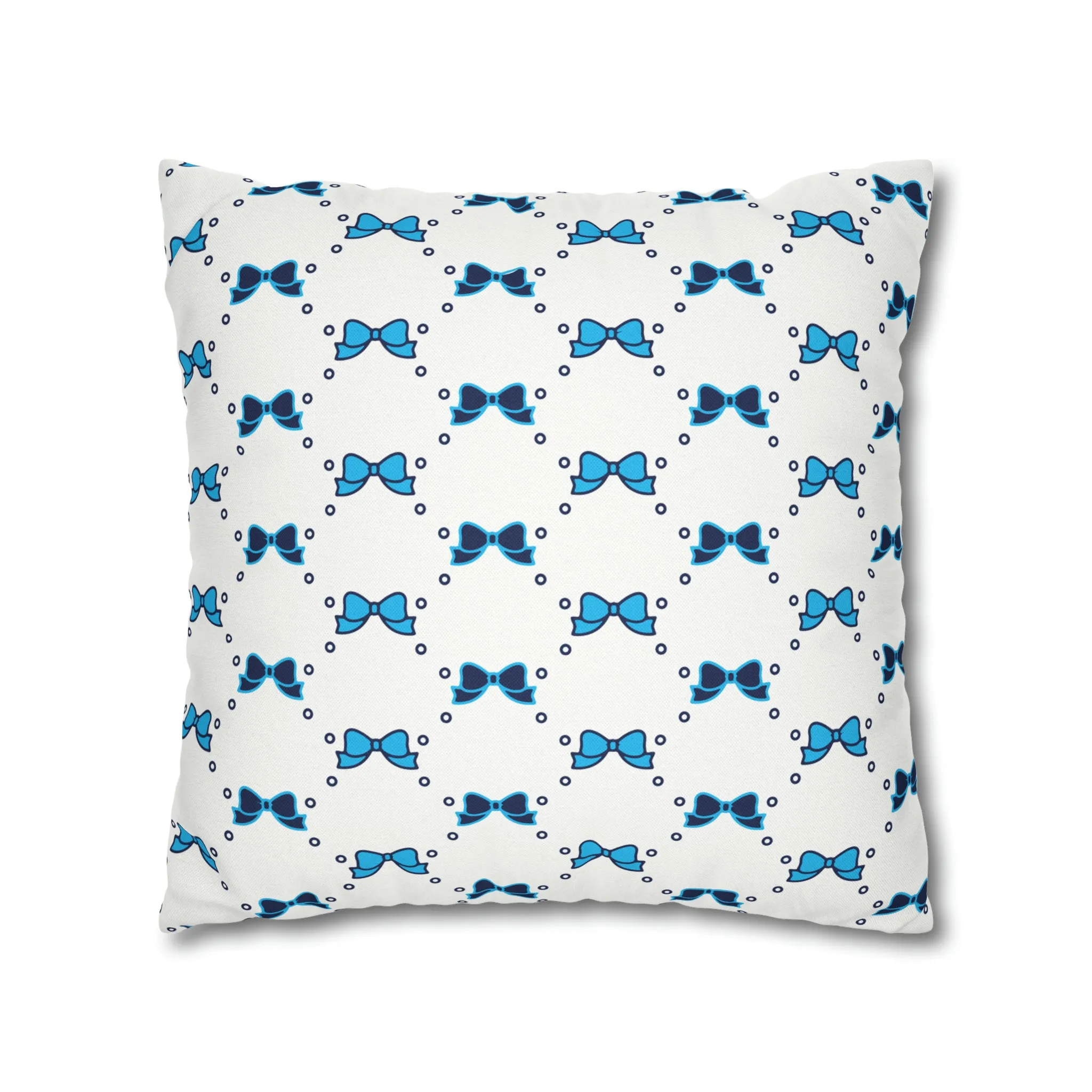 Pretty Little Bow Pillow Cover - Dorm Pillow,Bow Pillow,Bed Party Gift, Acceptance Gift, Camp Gift, Bow Aesthetic, Villanova, PSU, Blue Bow