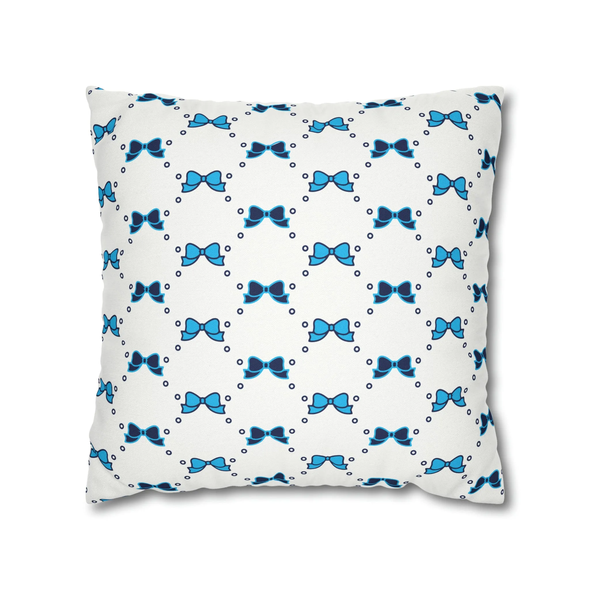 Pretty Little Bow Pillow Cover - Dorm Pillow,Bow Pillow,Bed Party Gift, Acceptance Gift, Camp Gift, Bow Aesthetic, Villanova, PSU, Blue Bow