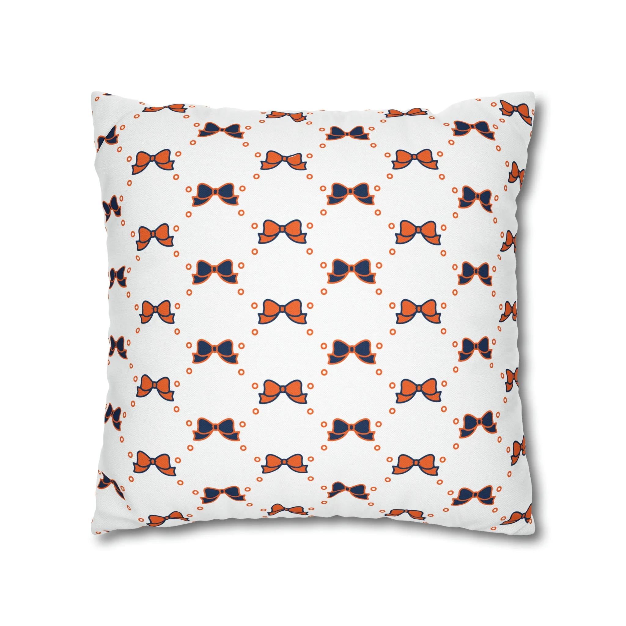 Pretty Little Bow Pillow Cover - Dorm Pillow,Bow Pillow,Bed Party Gift,Acceptance Gift,Camp Gift, College Gift, Bow Aesthetic, Navy & Orange, Syracuse