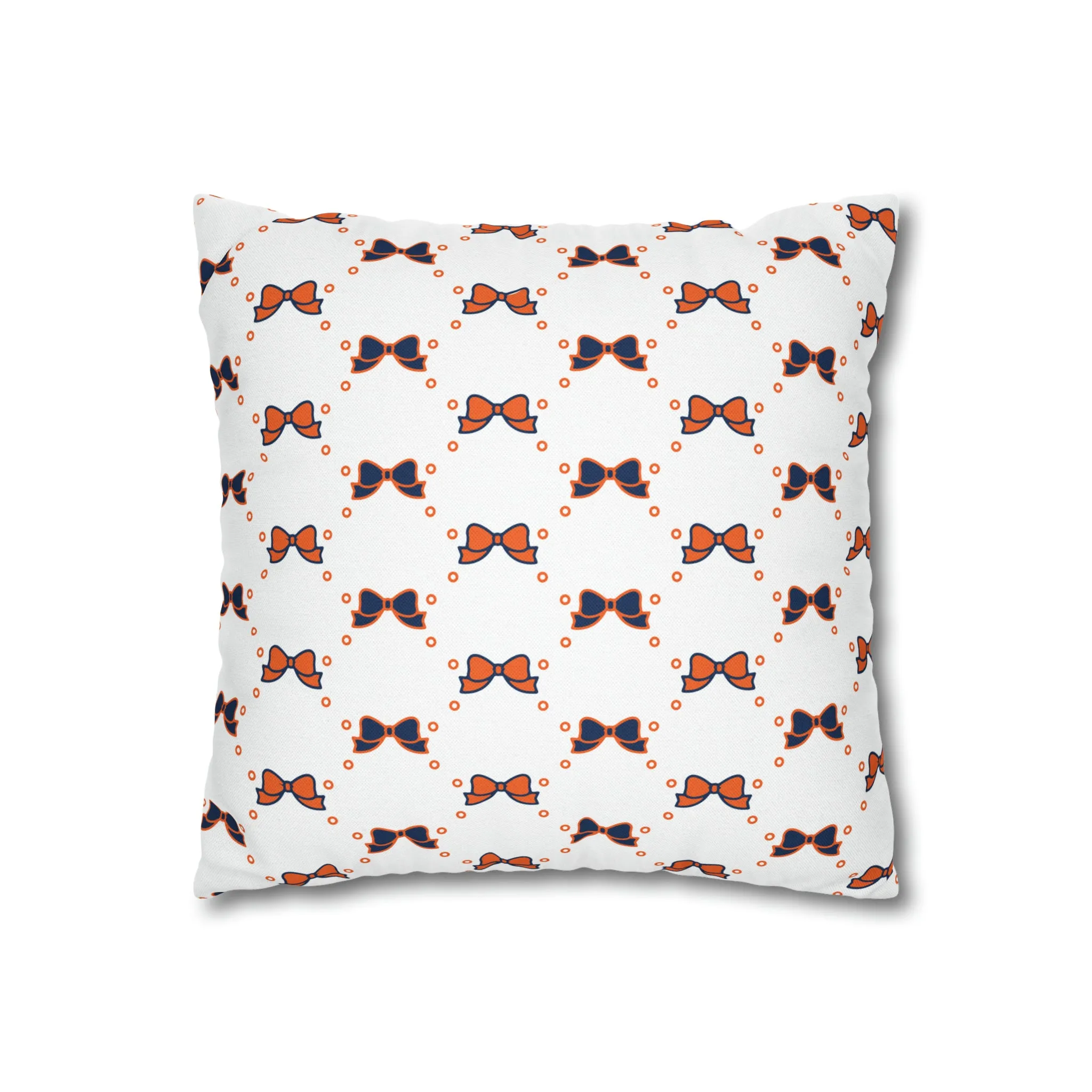 Pretty Little Bow Pillow Cover - Dorm Pillow,Bow Pillow,Bed Party Gift,Acceptance Gift,Camp Gift, College Gift, Bow Aesthetic, Navy & Orange, Syracuse