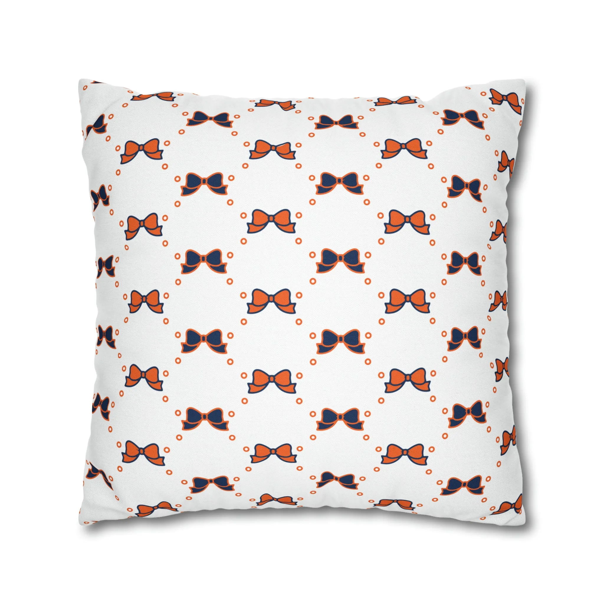 Pretty Little Bow Pillow Cover - Dorm Pillow,Bow Pillow,Bed Party Gift,Acceptance Gift,Camp Gift, College Gift, Bow Aesthetic, Navy & Orange, Syracuse