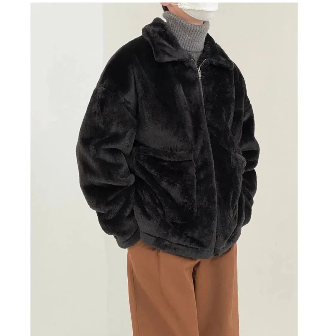 Rabbit Fur Lapel Coat