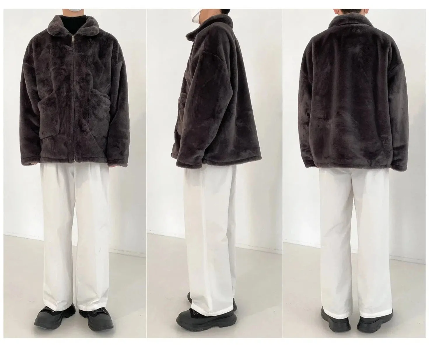 Rabbit Fur Lapel Coat