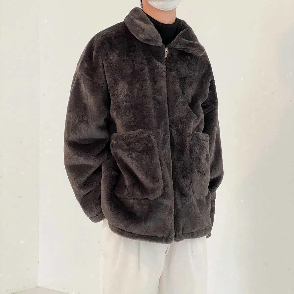 Rabbit Fur Lapel Coat