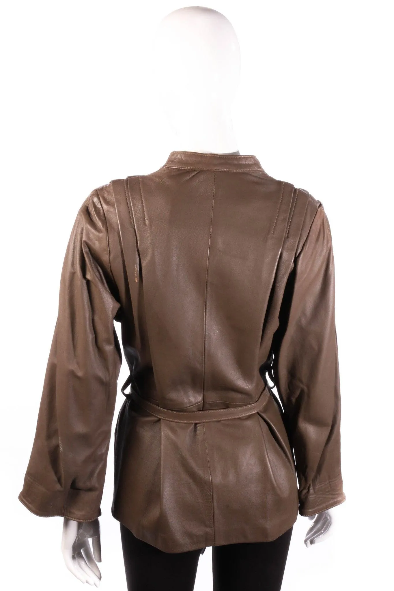 Radars Vintage Real Leather Brown Jacket with Waist Tie Size 10/12