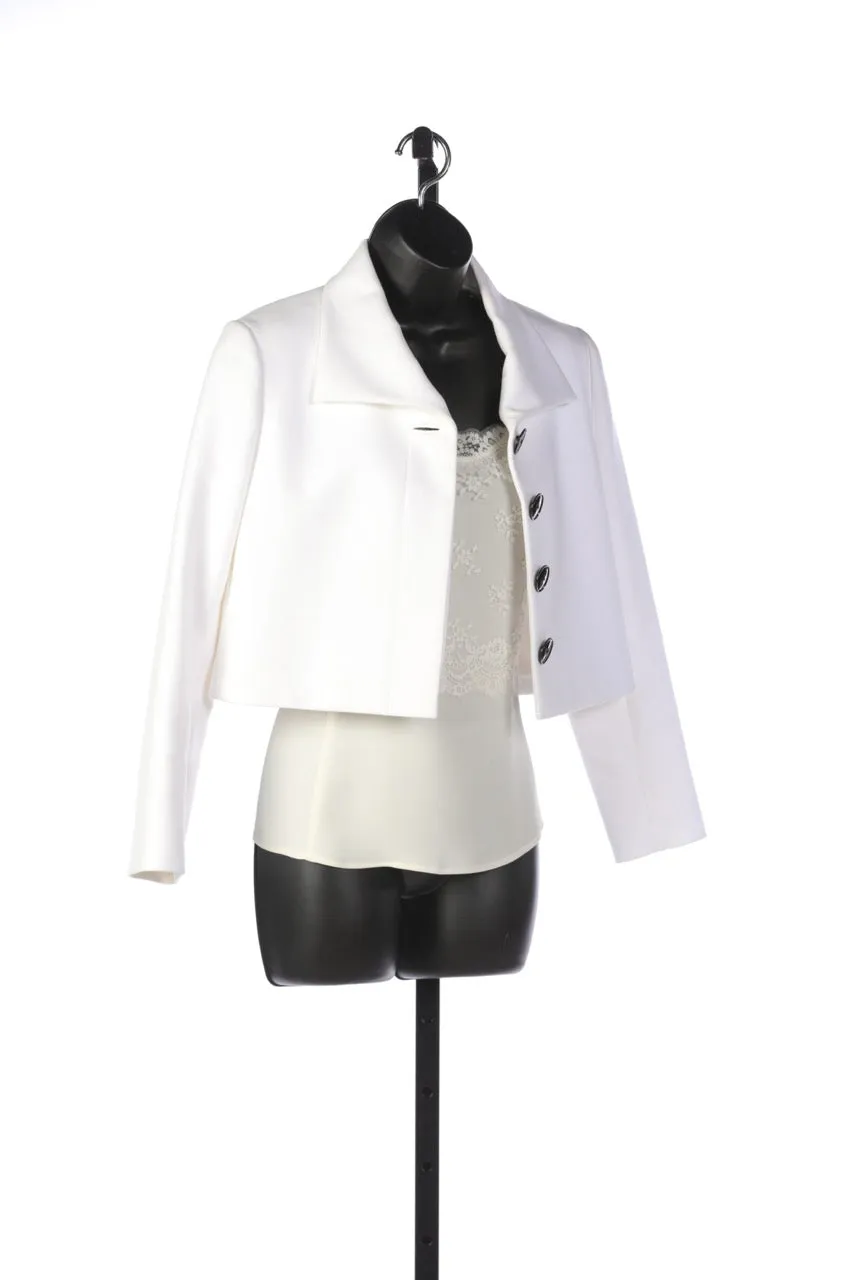 Ralph Lauren White with Black Button Cropped Blazer Jacket