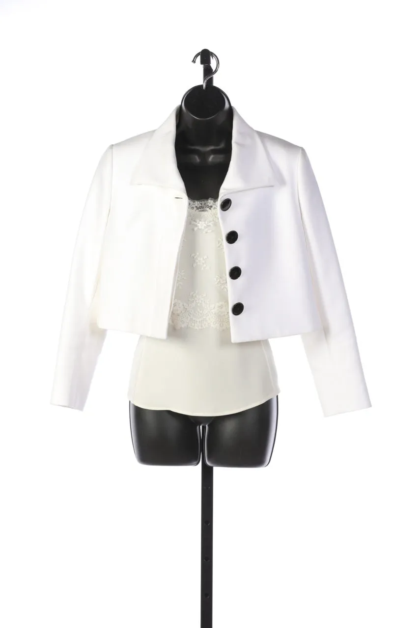 Ralph Lauren White with Black Button Cropped Blazer Jacket