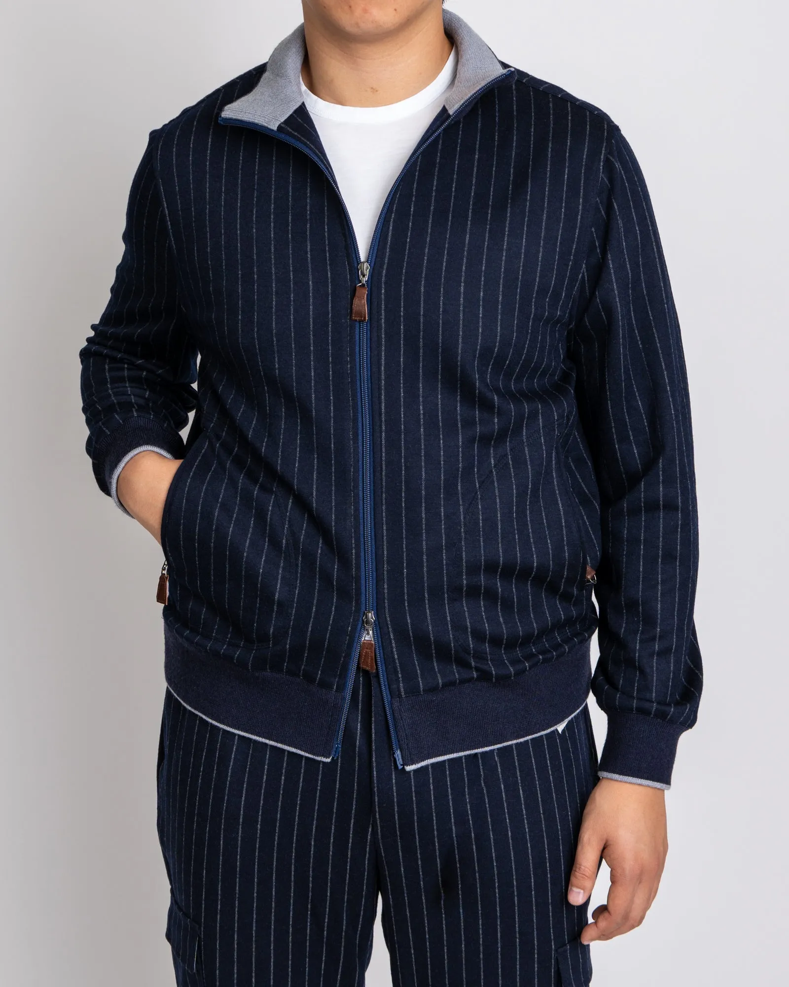 RC Navy Chalkstripe Track Jacket