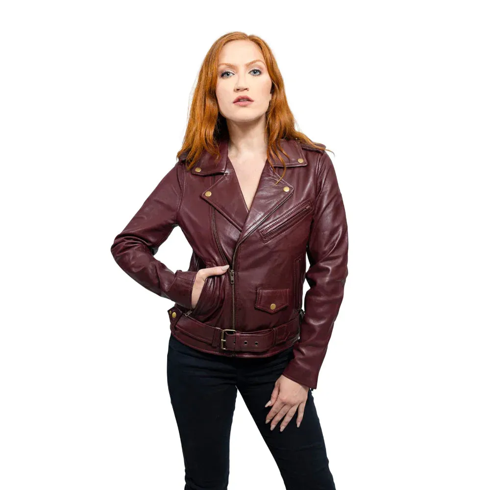 Rebel Womens Leather Jacket Oxblood