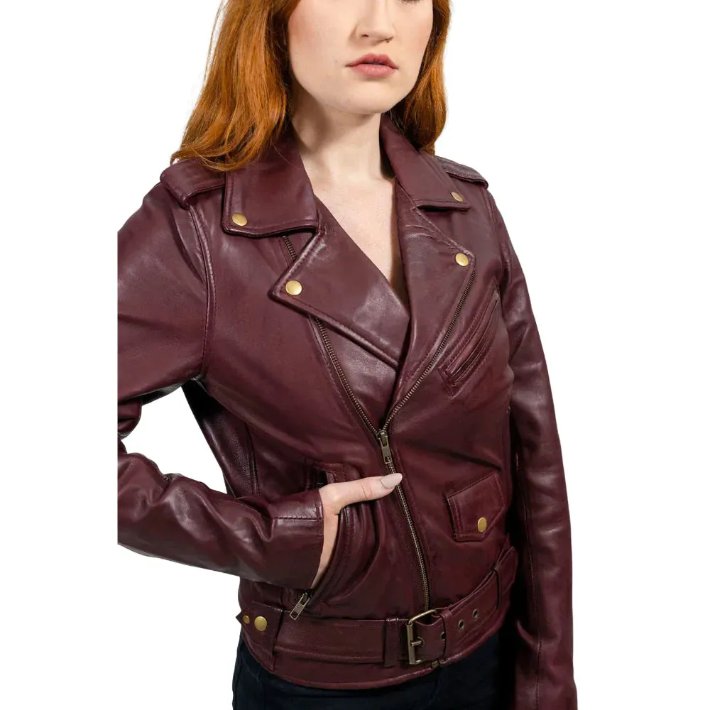 Rebel Womens Leather Jacket Oxblood