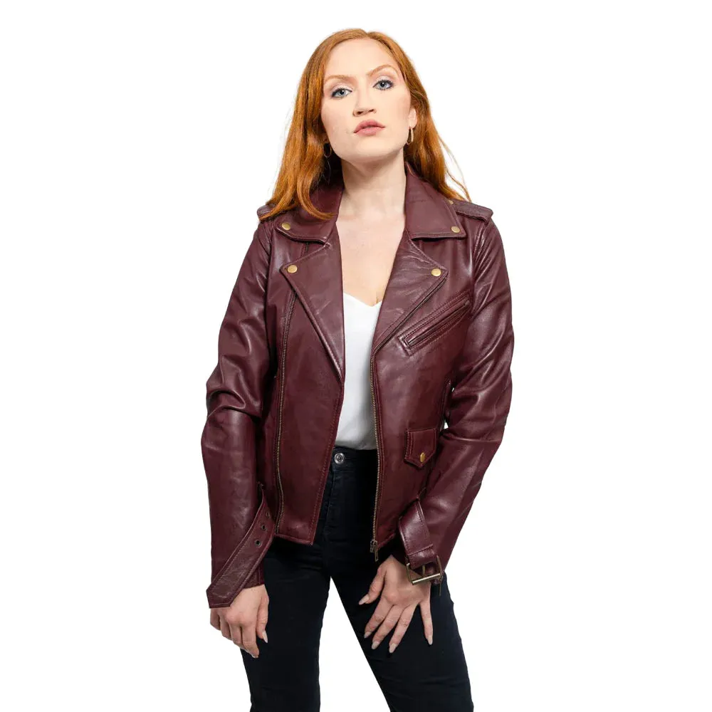 Rebel Womens Leather Jacket Oxblood