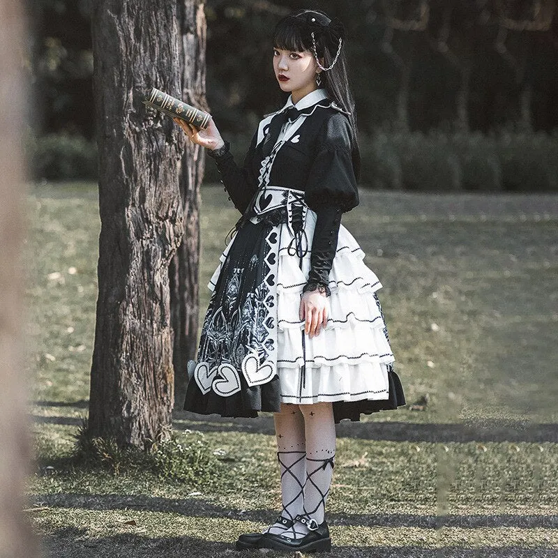 Red Heart Eye ~ Retro Style Long Bishop Sleeve Dress Gothic Lolita Dress