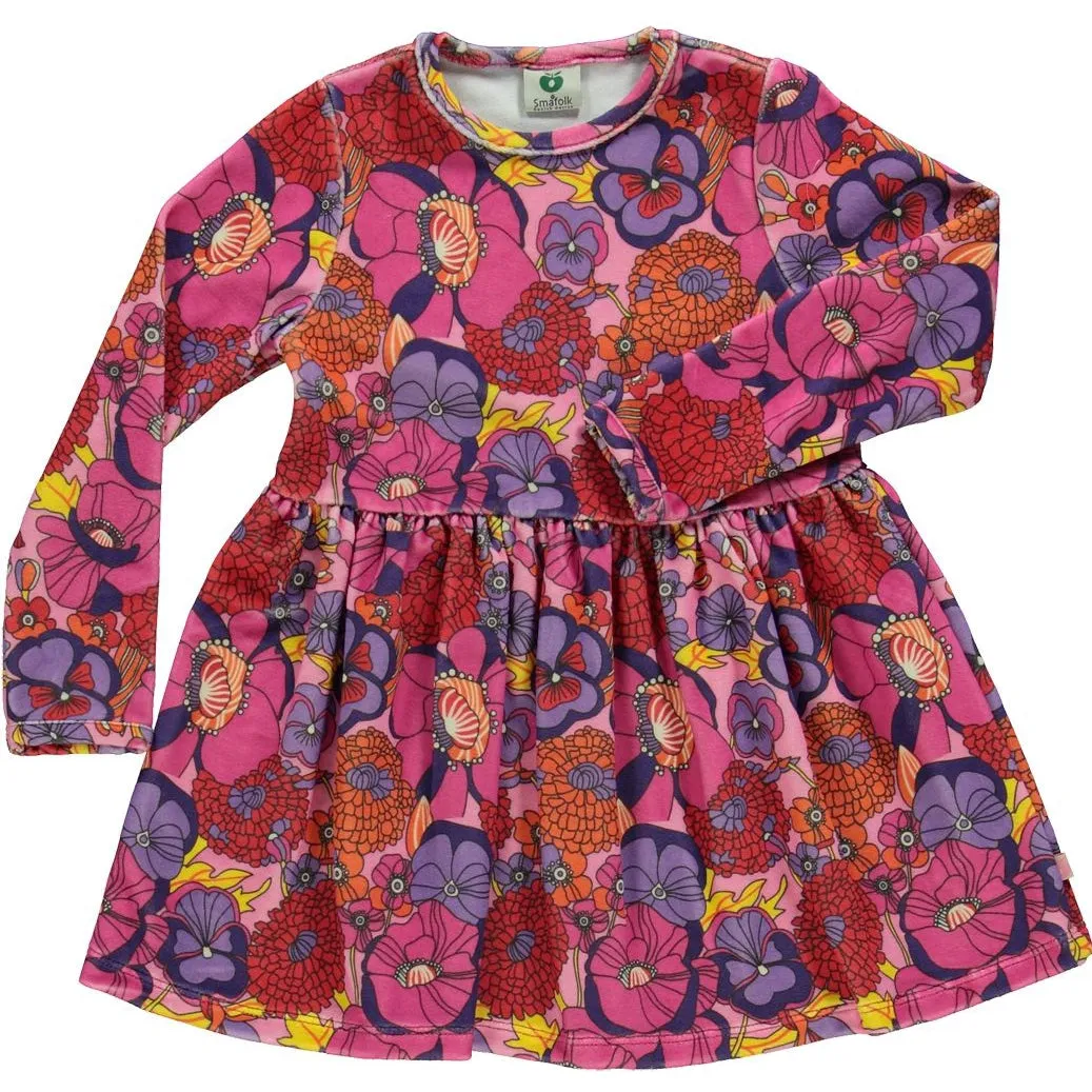 Retro Flowers Velour Dress - 1 Left Size  11-12 years