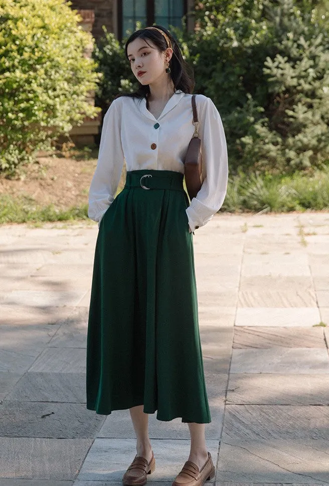 Retro Hepburn Style Blouse Skirt Set