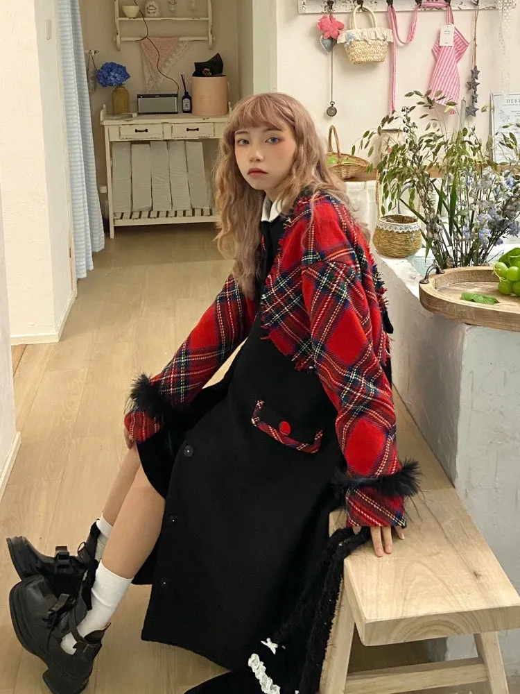 Retro Plaid Long Wool Coat【s0000004414】