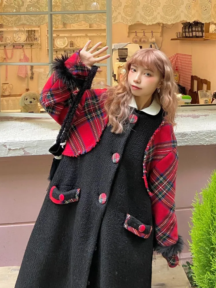 Retro Plaid Long Wool Coat【s0000004414】