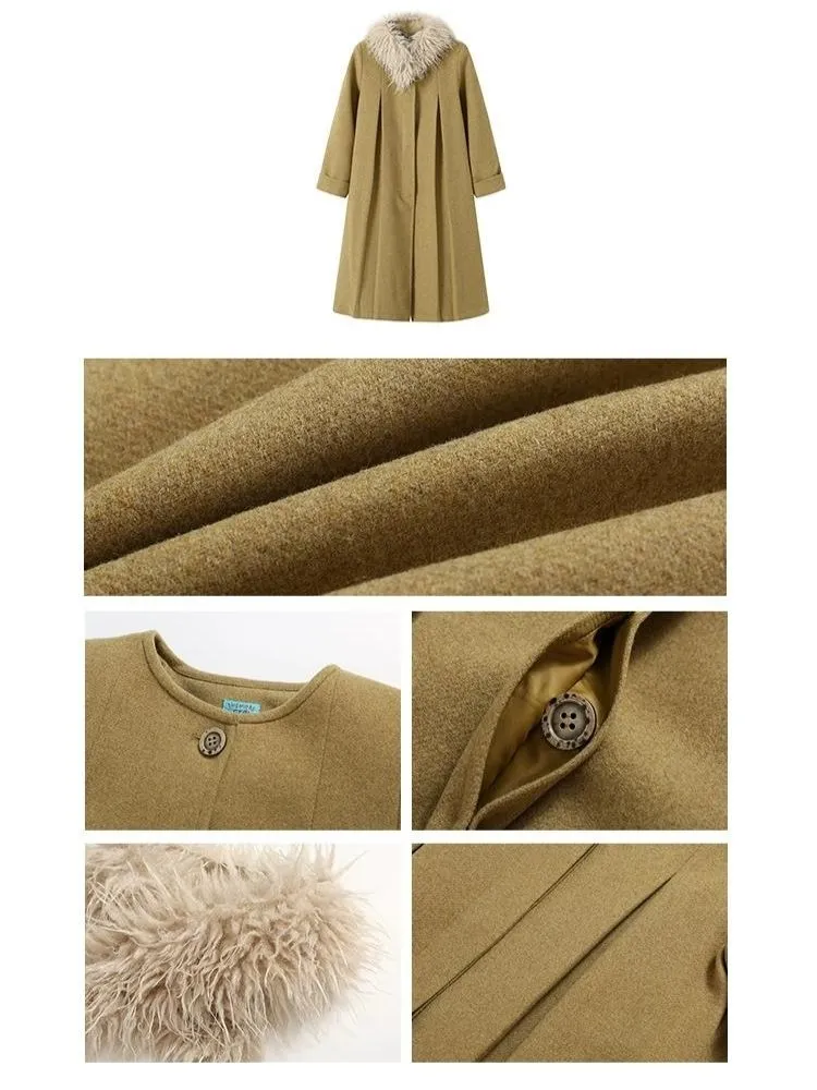 Retro wool pleated long coat【s0000004593】