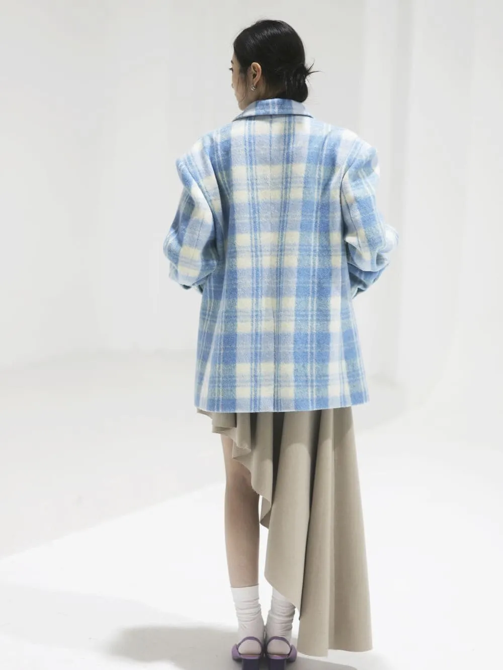 Retro Wool Refreshing Short-Coat - Classic Check Pattern