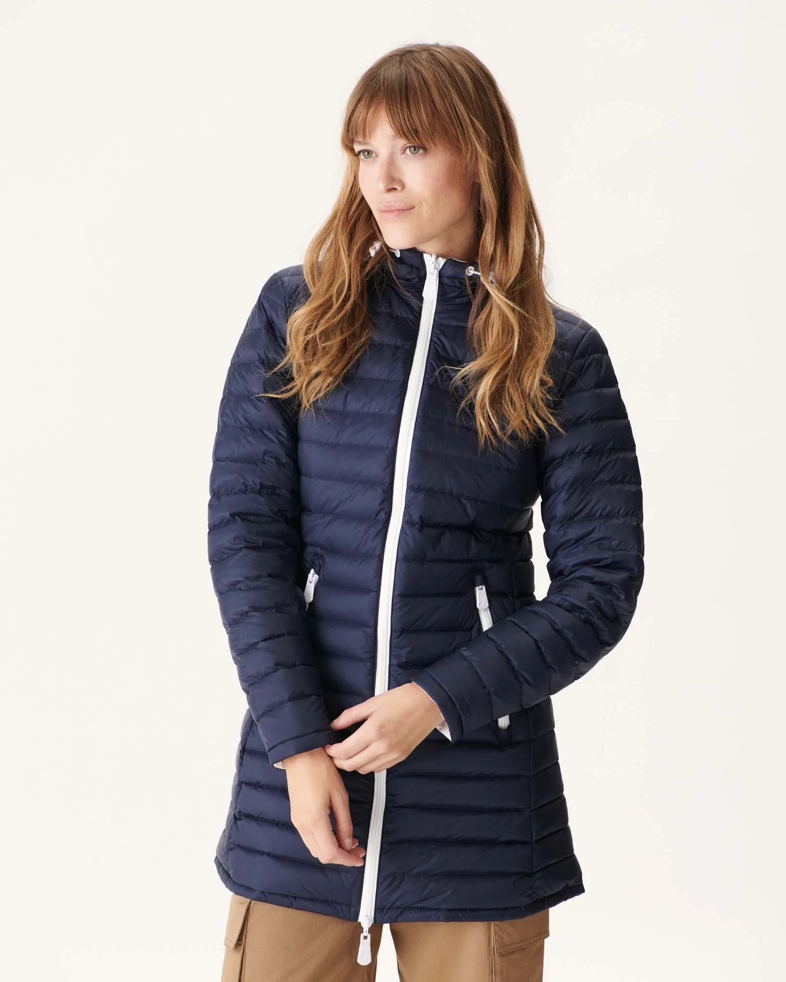 Reversible light down jacket White/Navy Blue Moscou