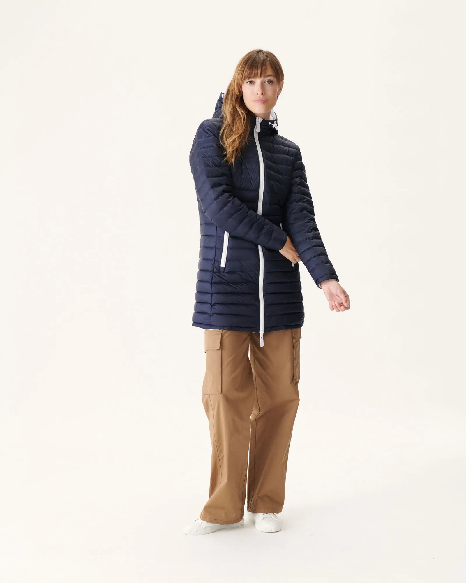 Reversible light down jacket White/Navy Blue Moscou