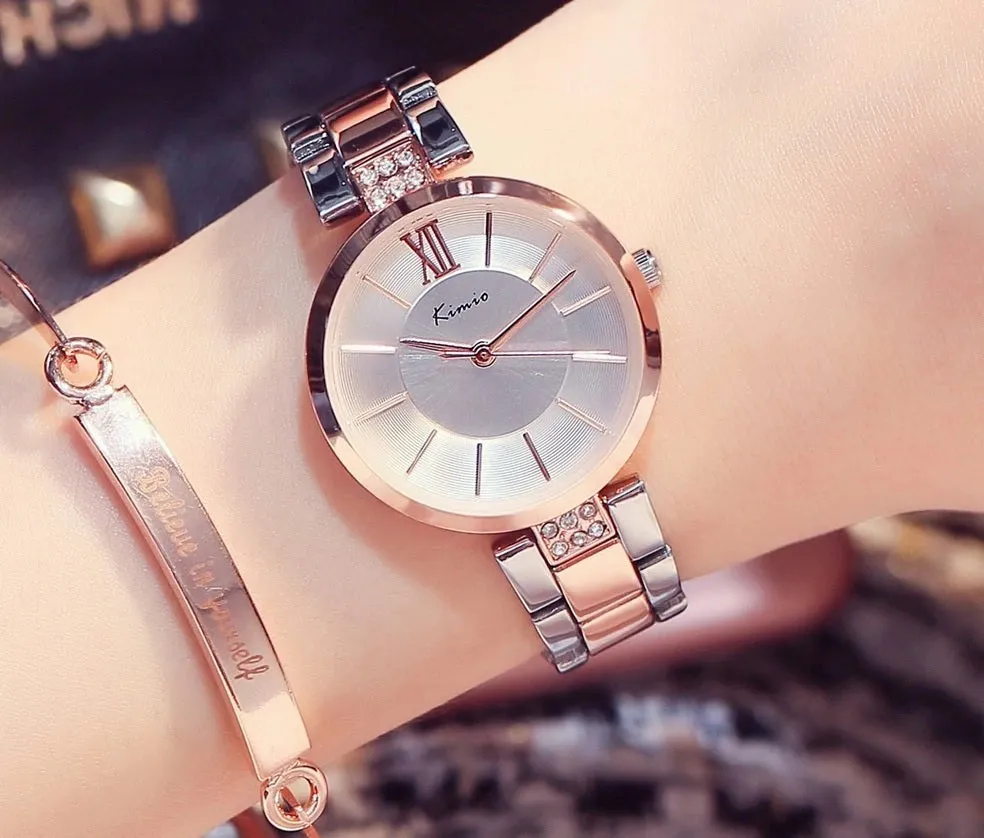 Rhinestone Rose Gold Watches | Dressed Wristwatch For Women