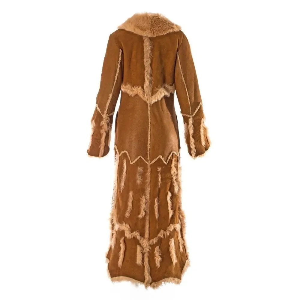 RW Authentic Sheepskin Women’s Brown Penny Lane Shearling Fur Long Coat