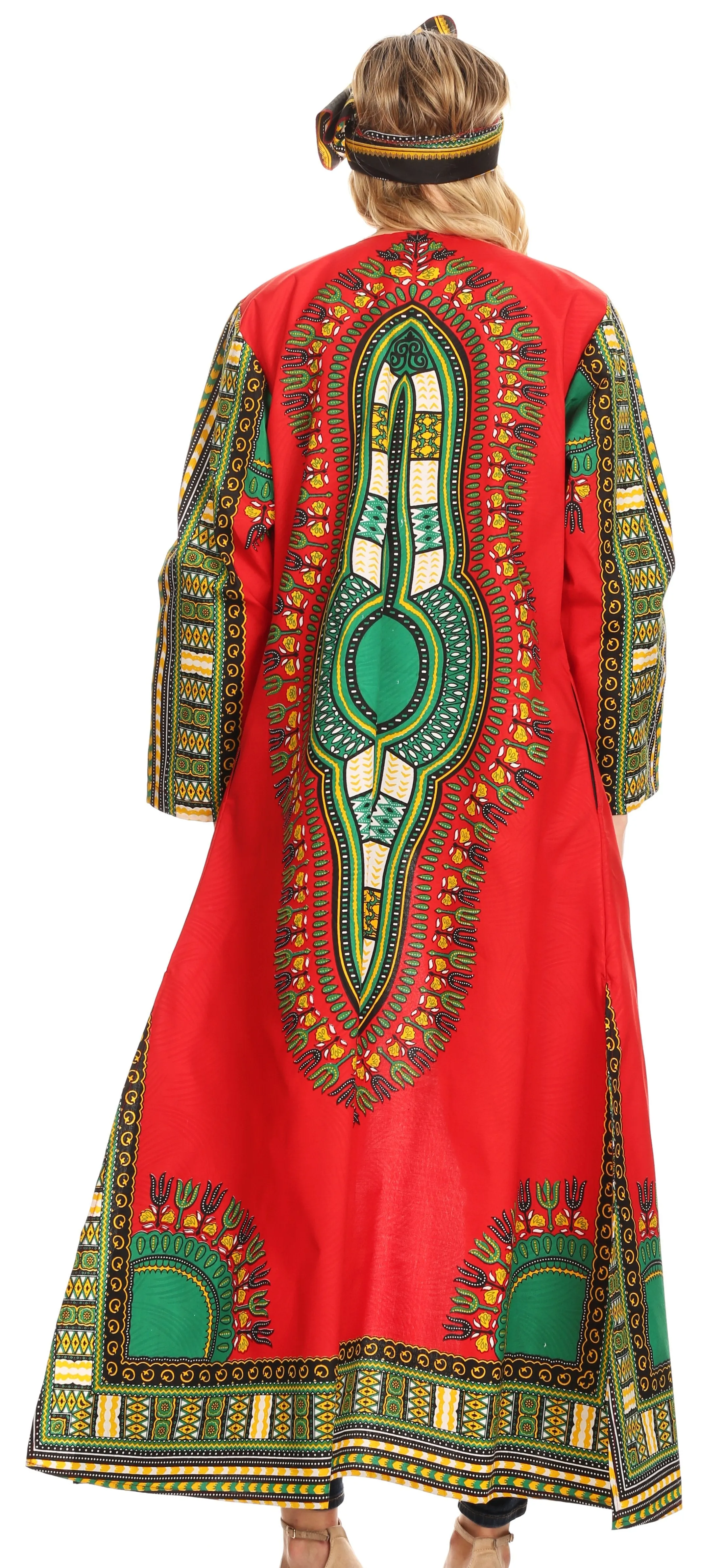 Sakkas Soledad Women's Long Sleeve Open Front Cardigan Dress Coat Dashiki African