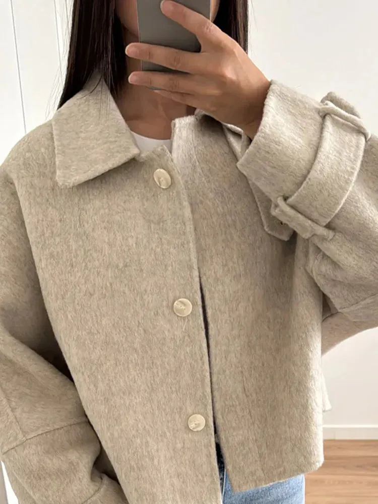 Sama - Elegant oversized wool blend jacket