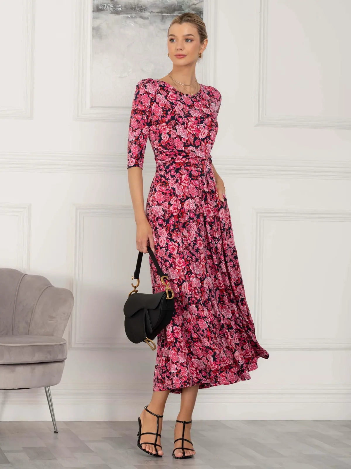 Sienna 3/4 Sleeve Maxi Dress, Floral Multi