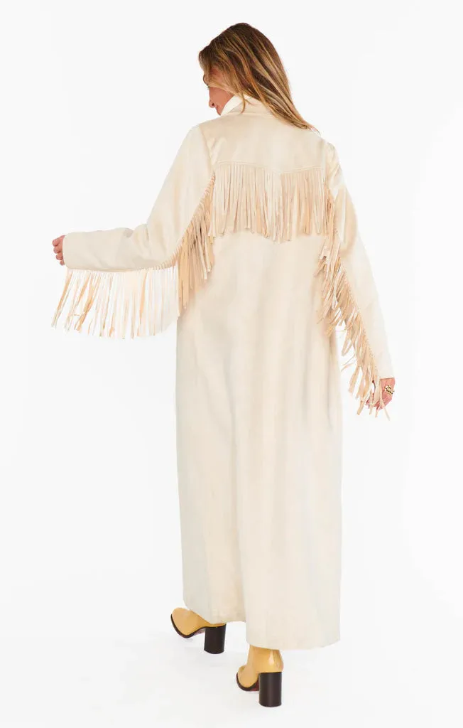 Sierra Fringe Maxi Jacket-Cream