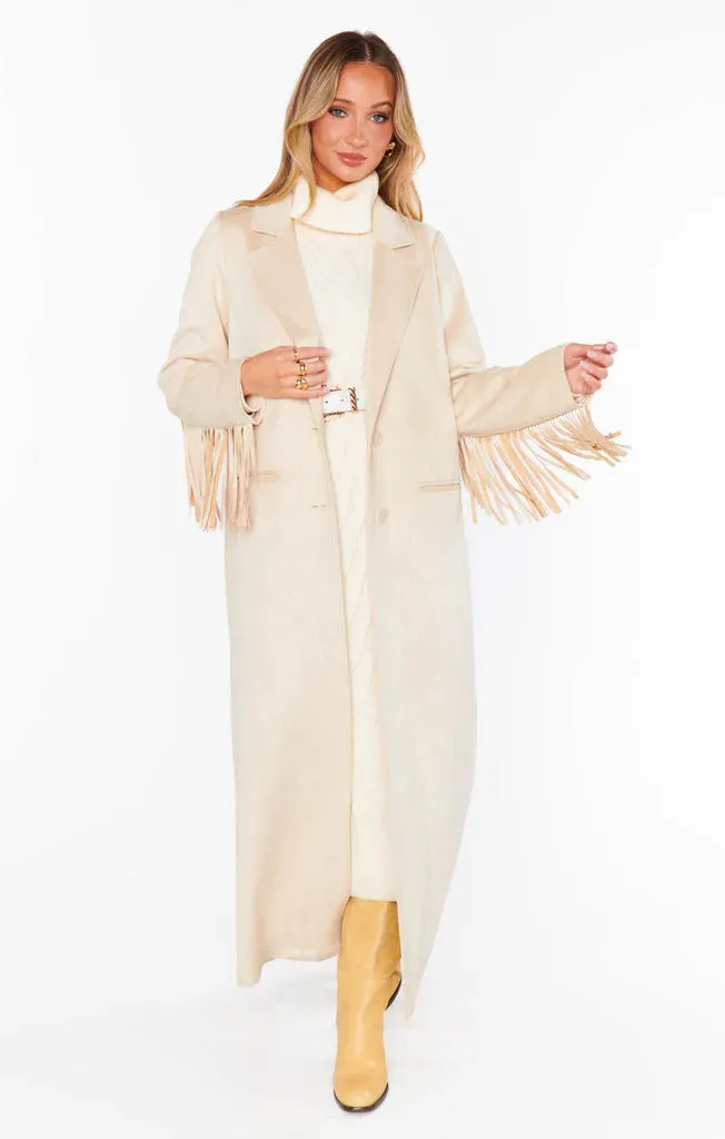 Sierra Fringe Maxi Jacket-Cream