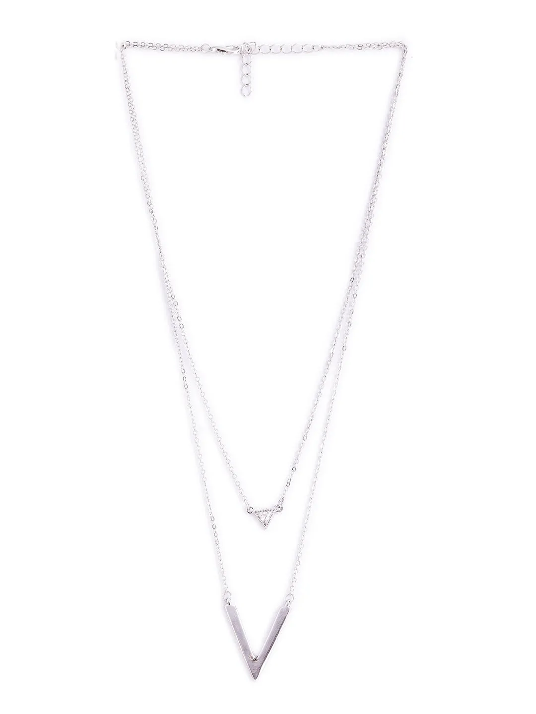 Silver Triangle Pendant Necklace for Women