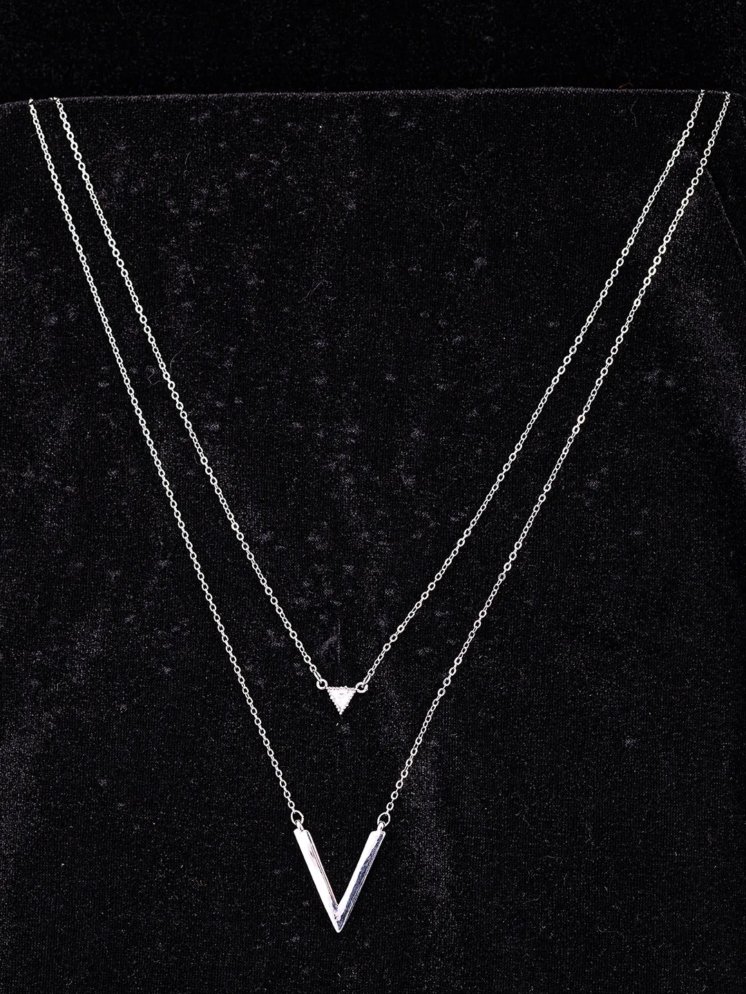 Silver Triangle Pendant Necklace for Women