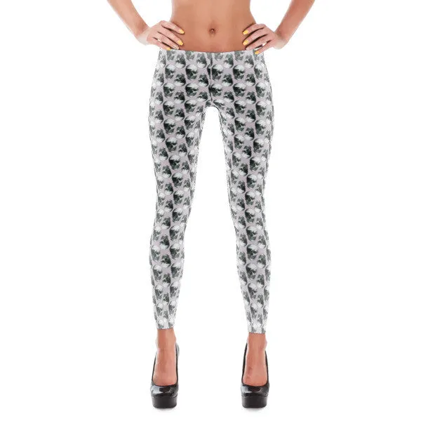 Skulls Retro Pattern Leggings by Robert Bowen