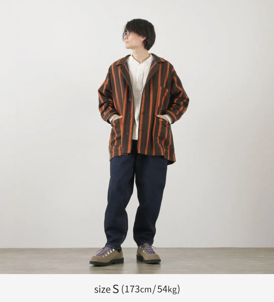 SLOW HANDS / Old School Stripe Loose Fit Coverall Coat