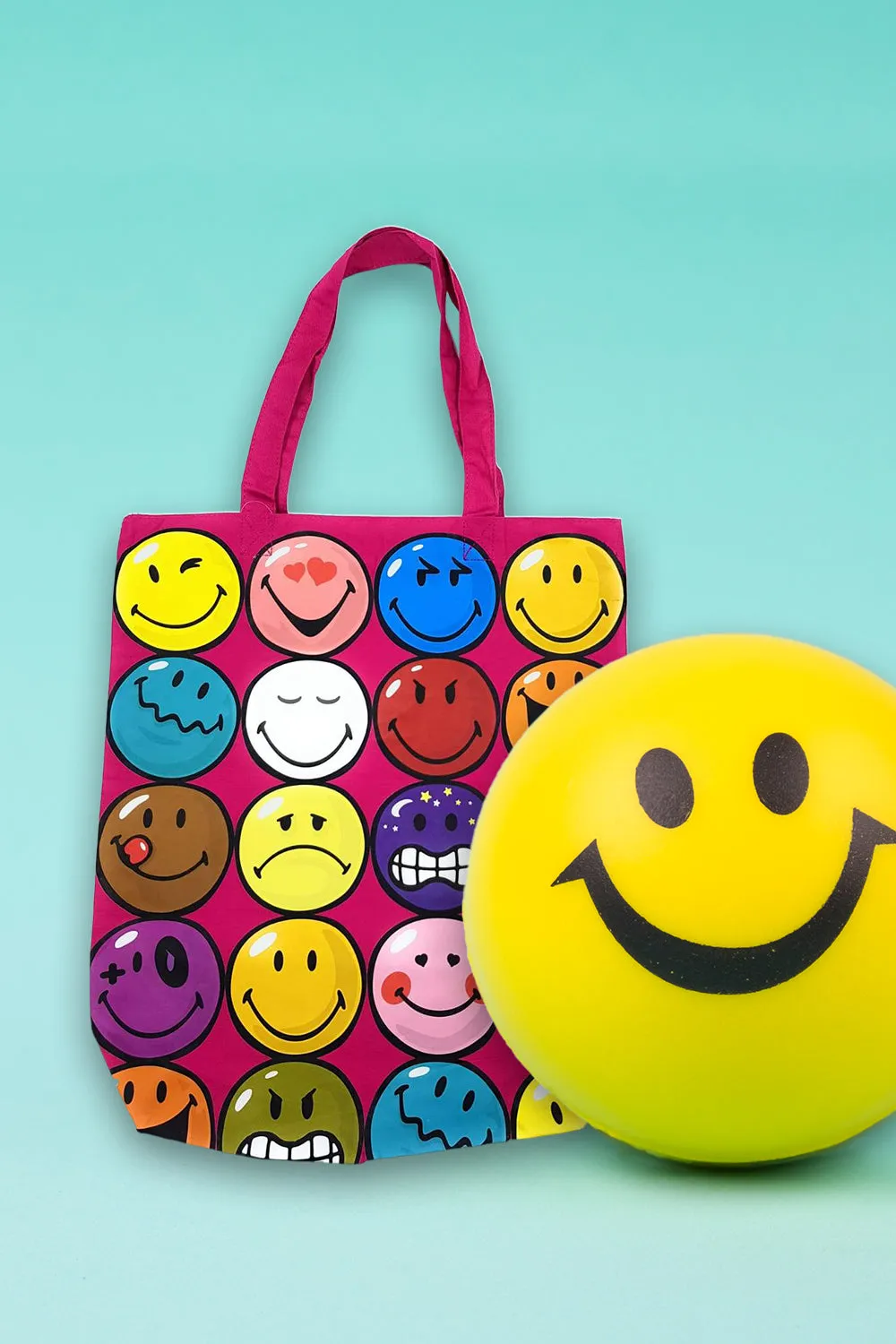 Smiley Pink  Multi-face Tote Bag