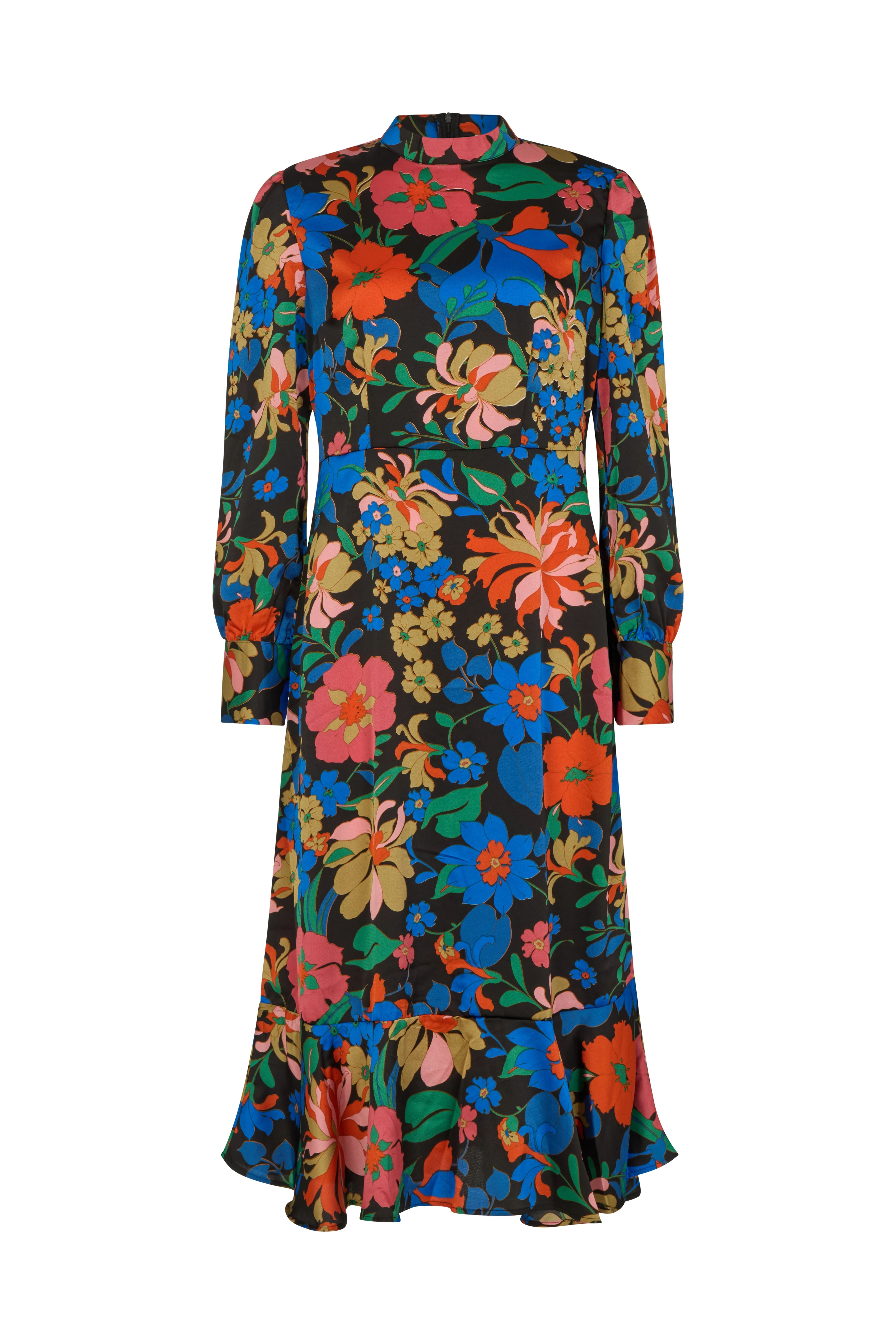 Sophie Tiered Hem Floral Print Midi Dress In Multi